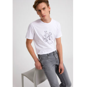 ARMEDANGELS T-Shirt „Jaames Scribble Bike“ white