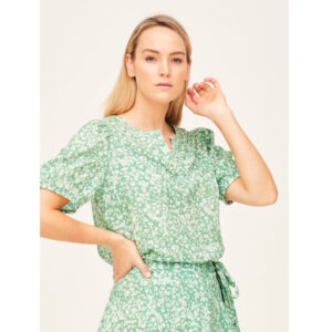 THOUGHT Bluse „Cassia Floral mit Puffärmel, Tencel™“ green