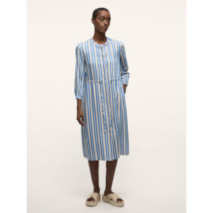 LANIUS Kleid „Streifenkleid“ bright blue/oat milk