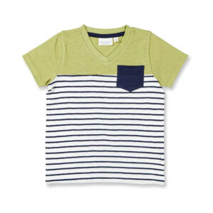 SENSE ORGANICS T-Shirt „Salvo“ navy stripes/ kiwi
